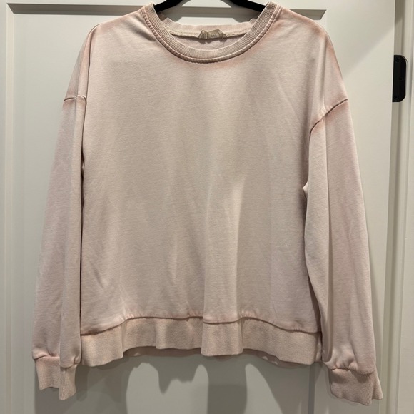 new in Tops - Cozy Minimalist Blush Pink Oversized Raw Seam Cotton Sweatshirt Women's M